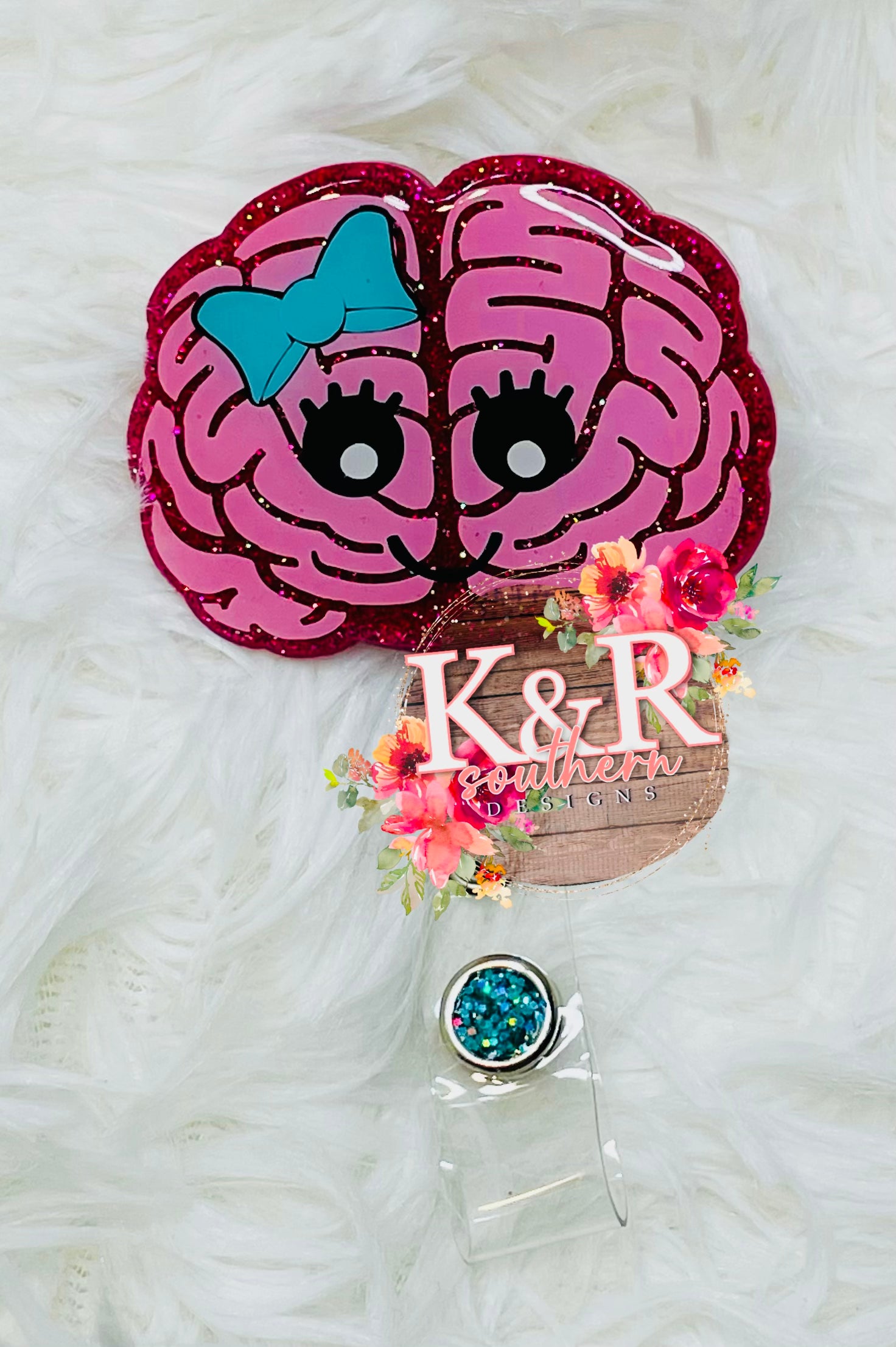 Light Pink Brain Badge Reel – K&R Southern Designs